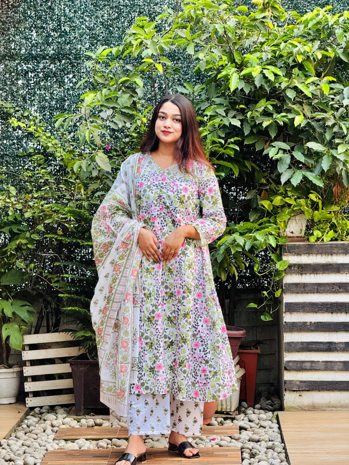 Elegant Cotton Gown Dress (3-Piece Set)